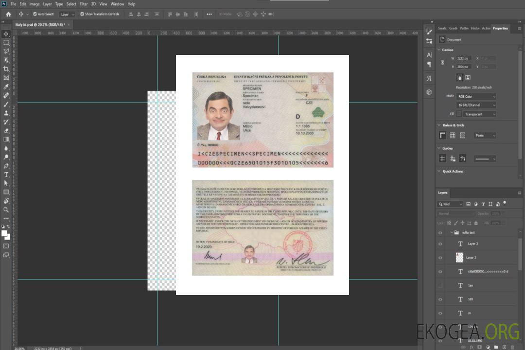 Carte d'identité tchèque 2020-présent template